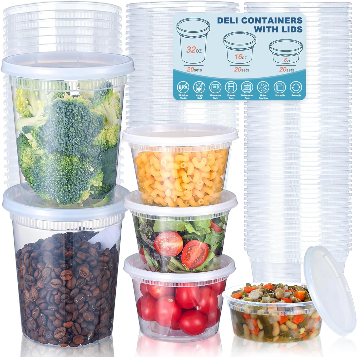Food Storage Meals - 24 recipientes de armazenamento de alimentos