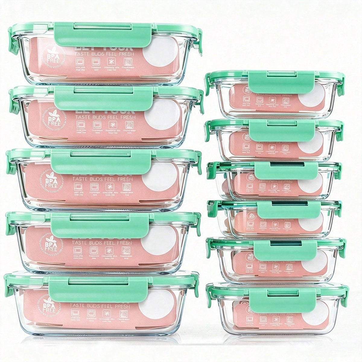 Food Storage Meals - Conjunto de 10 Recipientes de Vidro