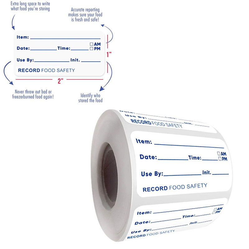 Food Storage Labels - 500 unidades/rolo, autocolantes para cozinha, autoadesivos,