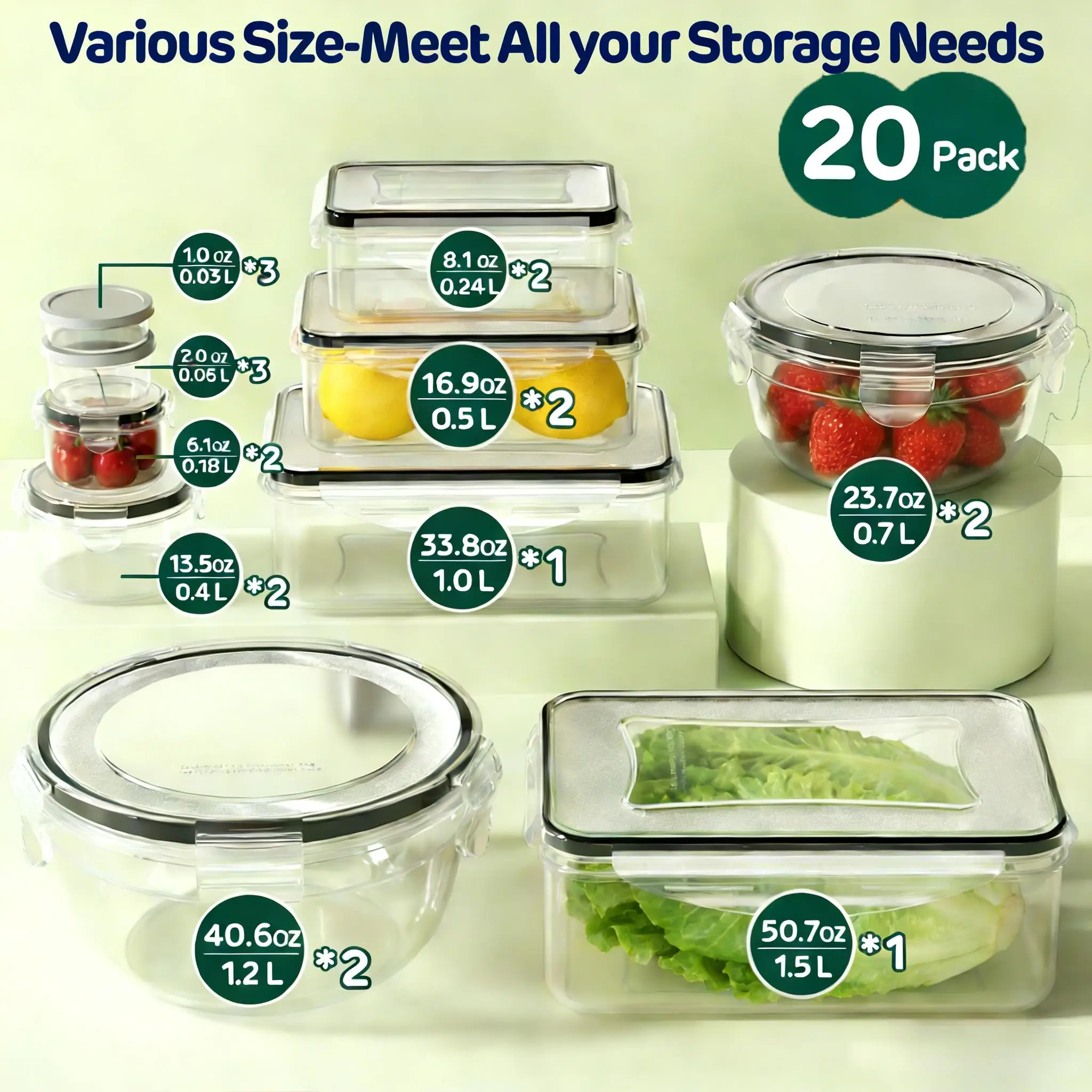 Conjunto de 40/42/50/52/62 peç - Food Storage Meals avaliação e preço
